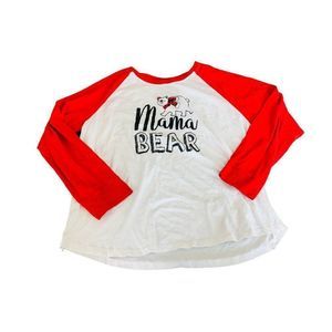 Cuddl Duds Jammies for Your Families Mama Bear Women’s  Top Only Size XXL RED